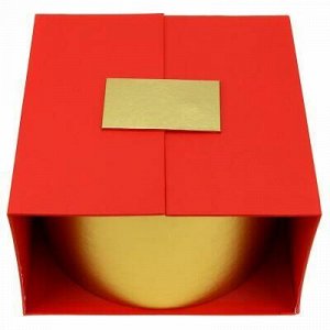 Коробка подарочная 22х22х13см "Круг" золотой в красной короб
