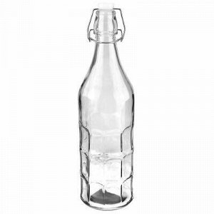 Бутылка стеклянная бугельная крышка "Домашний квас" 1л h32см