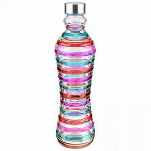 Бутылка стеклянная "Доза цвет" 1л h31см, д/горла 2,8см, винтовая комбинированная крышка, цвета микс (д/основания 7,5см) (Китай)