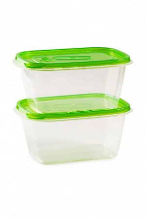 Набор прямоугольных контейнеров One Touch 1,1 л для пищевых  продуктов (2 штуки в наборе)
