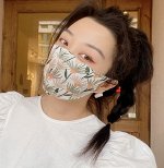 Маска защитная для лица, принт &quot;цветы&quot;, цвет белый
