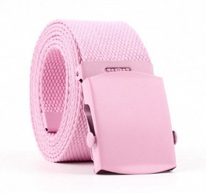 Текстильный женский ремень, металлическая квадратная пряжка с фиксатором, цвет нежно-розовый