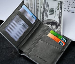 Мужской компактный кошелек, вертикальный, принт "зеленая и красная полосы", цвет черный
