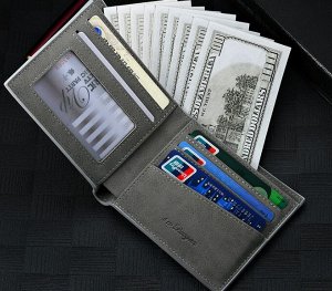 Мужской компактный кошелек, горизонтальный, принт "зеленая и красная полосы", цвет серый