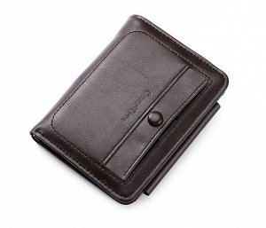 Мужской компактный кошелек на молнии и кнопке, цвет темно-коричневый