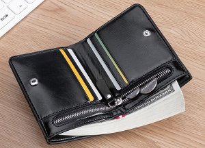 Мужской компактный кошелек из эко-кожи, вертикальный, цвет серый