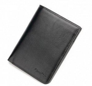 Мужской компактный кошелек из эко-кожи, вертикальный, цвет черный