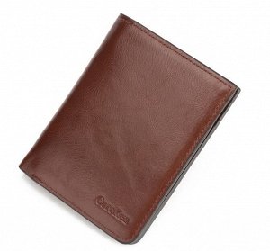 Мужской компактный кошелек из эко-кожи, вертикальный, цвет коричневый