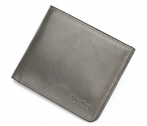 Мужской компактный кошелек из эко-кожи, горизонтальный, цвет серый