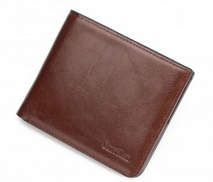 Мужской компактный кошелек из эко-кожи, горизонтальный, цвет коричневый