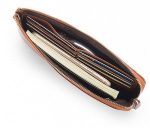 Мужской кошелек на молнии, с карманом для телефона, цвет темно-коричневый