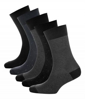 Носки мужские серые точки полоски Classic * Набор из 5 пар
