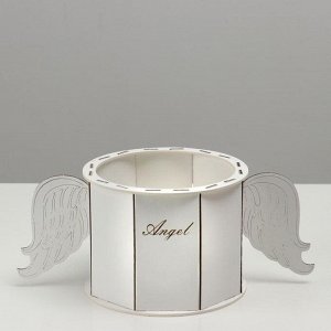 Кашпо деревянное 17(32)*17*13 см уникальное "Ангел", белый