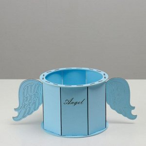 Кашпо деревянное 17(32)*17*13 см уникальное "Ангел", голубой пастель