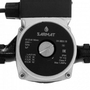 Насос циркуляционный SARMAT SR 25-60, напор 6 м, 72 л/мин, кабель 1.2 м, 35/54/82 Вт