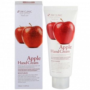 Крем для рук увлажняющий с экстрактом ЯБЛОКА Apple Hand Cream 3W CLINIC 100 мл