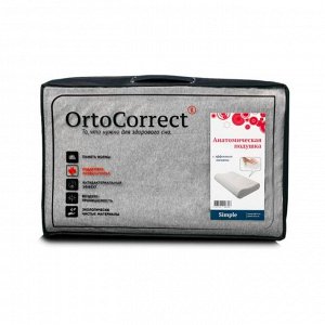 Ортопедическая подушка OrtoCorrect Classic Simple M, 58 х 37 см, валики 9/11 см