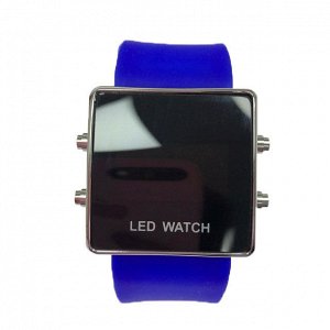 Электронные часы Led Watch с силиконовым ремешком ультра синего цвета.