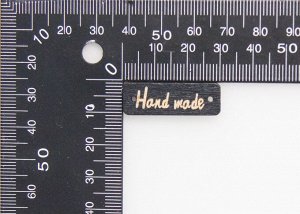 10000046 Шильдик для готового изделия ручной работы "Handmade", прямоугольник, дерево, чёрный, 5 шт