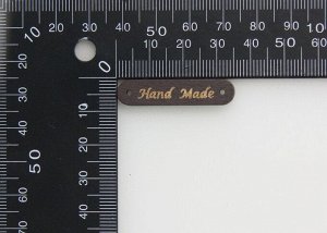 10000048 Шильдик для готового изделия ручной работы "Handmade", длинный овал, дерево, корич, 5 шт