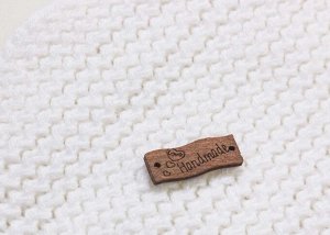 10000047 Шильдик для готового изделия ручной работы "Handmade" прямоуг-волна, дерево, коричнев, 5 шт