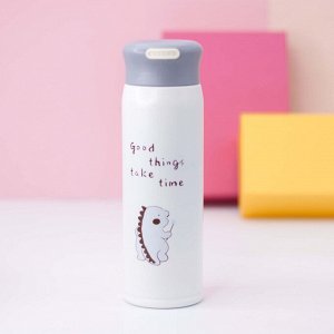 Термос "Dino good things take time", gray (420ml)