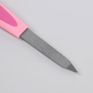 Queen fair Пилка металлическая для ногтей, прорезиненная ручка, 12 см, на блистере, цвет МИКС
