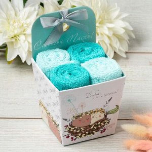 Салфетки махровые декоративные «Этель. Светлой пасхи», 4 шт., 30x30 см, хлопок 100%, бирюзовые/голубые