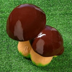 Садовая фигура "Семья белых грибов", глянец, коричневый цвет, 23 см