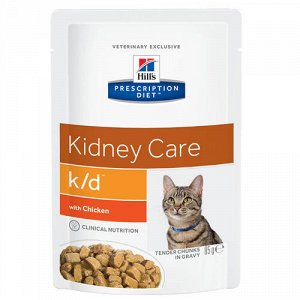 Hill's Prescription Diet k/d Kidney Care Влажный диетический корм для кошек при хронической болезни почек с курицей 85 гр