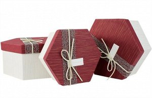 Набор подарочных коробок шестигранник 3в1 "Бордо"