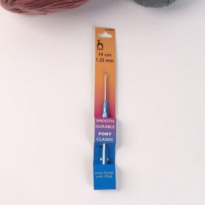 Крючок для вязания, с пластиковой ручкой, d = 1,25 мм, 14 см, цвет голубой