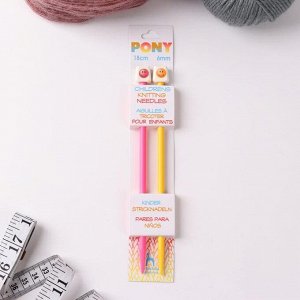 Спицы для вязания, прямые, детские, d = 6 мм, 18 см, 2 шт, цвет МИКС