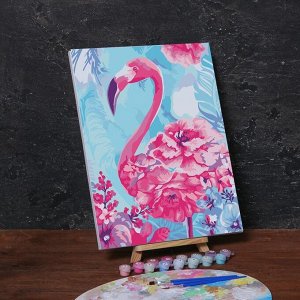 Картина по номерам на холсте с подрамником «Фламинго в цветах», 40х30 см