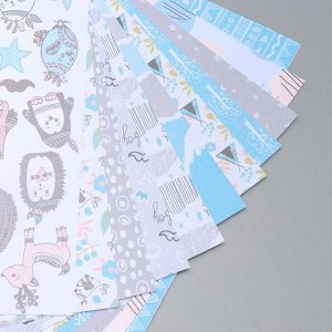 Набор бумаги для скрапбукинга "Scandi Baby Boy" 10 листов, 20х20 см