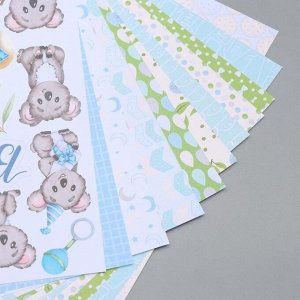 Набор бумаги для скрапбукинга "Puffy Fluffy Boy" 10 листов, 20х20 см