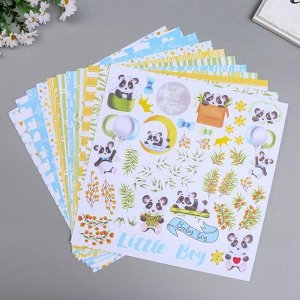 Набор бумаги для скрапбукинга "My little panda boy " 10 листов, 30,5х30,5 см