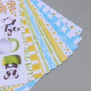 Набор бумаги для скрапбукинга "My little panda boy " 10 листов, 30,5х30,5 см