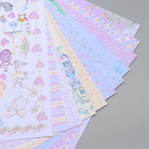 Набор бумаги для скрапбукинга "My little mousy girl" 10 листов, 20х20 см