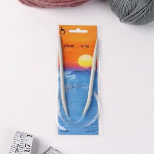 Спицы для вязания, круговые, с пластиковой леской, d = 6 мм, 120 см