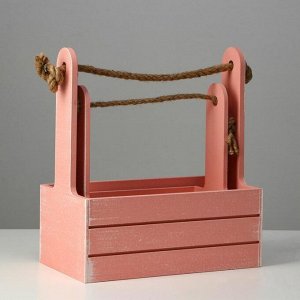 Набор кашпо деревянных 2 в 1 (25.51530; 201223) "Прованс", розовый