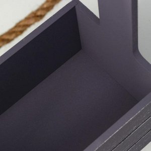Кашпо для цветов «Прованс», 30x15x25.5 см, деревянное, ручка - канат, серое