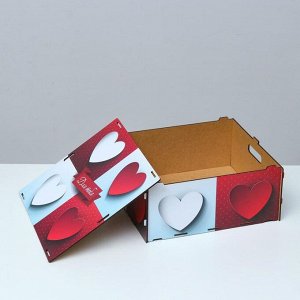 Подарочный ящик "Сердечки, для тебя", разноцветный, 33*29*14 см