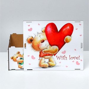 Подарочный ящик &quot;Люблю тебя, мишка с сердцем&quot;, разноцветный, 33?29?14 см