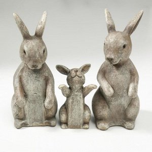 Сувенир полистоун "Семейство кроликов" набор 3 шт 12,5х5,5х13 см