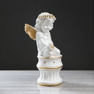 Статуэтка "Ангел с бабочкой" бело-золотой. 47 см