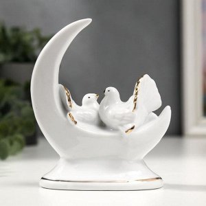 Сувенир керамика "Белые голуби с месяцем" с золотом, стразы 12 см