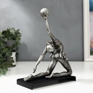 Сувенир полистоун "Гимнастка - упражнение с мячом" серебро 22.5х8.5х18 см