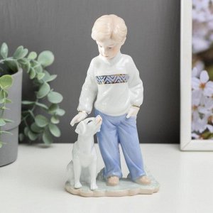 Сувенир керамика "Мальчик с пёсиком" 22х11,5х5 см