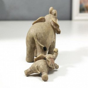 Сувенир полистоун "Слон и слонёнок" набор 2 шт 12.5х6.5х14.5 см